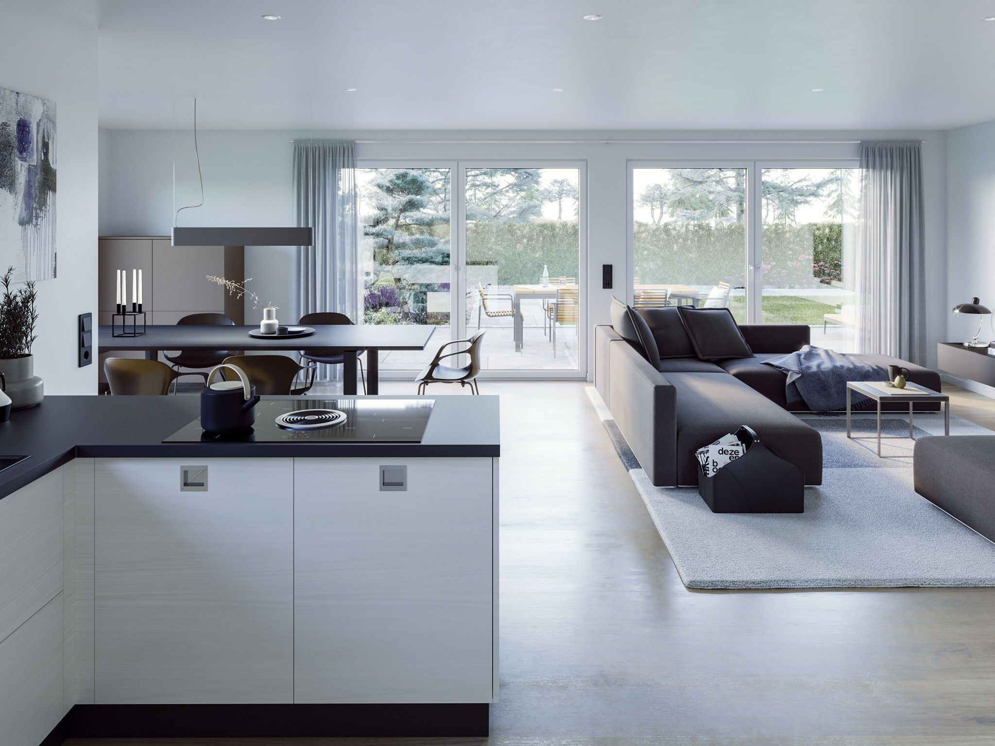 Modernes Wohnen Mit Offener Küche, Wohnzimmer &amp; Esszimmer